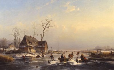 Figures on a Frozen River by Louis Smets